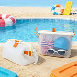 Silicone Beach Bag Foldable Waterproof with Handle for Camping Seaside White