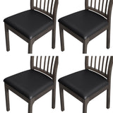 4Pcs Chair Seat Cushion Covers Water Resistant PU Leather Chair Pad Slipcover for Kitchen Dining Chair Black