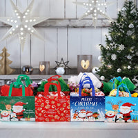 6Pcs Non-Woven Christmas Tote Bags Multifunctional Xmas Treat Bags for Present Wrapping Shopping