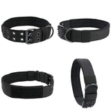 Padded Nylon Dog Collar Leash Set Adjustable for Large Dogs Black