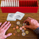 2Pcs 20-Slot Coin Slab Storage Boxes with Snap Lid Plastic Coin Holder Organizer for NGC PCGS Coin Slabs Red