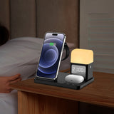 Wireless Charging Station with Alarm Clock Night Light 6-in-1 Charging Dock for Smartphone/Watch/Earbuds
