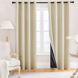2PCS Blackout Curtains with Black Liner for Bedroom Living Room Beige