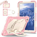 360 Rotating Stand Case for Samsung Tab A11 Plus A9 Plus with Strap Rose Gold
