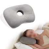 Ergonomic Ear Hole Pillow for Side Sleepers Gray