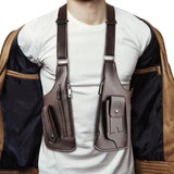 Outdoor Double Shoulder Armpit Bag with Multiple Storage Pockets Brown