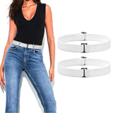 2-Pack Women’s Adjustable Stretch Belts Invisible Elastic Waistband for Pants and Dresses White