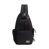 Water-resistant Travel Chest Pack Outdoor Shoulder Sling Bag Crossbody Bag with Earphone Hole Black