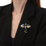 Set of 2Pcs Fashion Flying Dragon Brooch Pin Retro Dragon Lapel Pin Clothing Hat Decoration Brown ahd Black