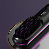 3-Mode Hair Straightener Brush with LED Display USB Rechargeable Hair Comb Black