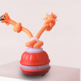 Interactive Rolling Dog Ball Toys Touch Activated Squeaky Dog Toy with Rope for Small Dogs Puppy Orange