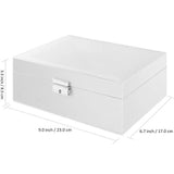 Jewelry Organizer Case Box Holder Storage Earring Ring Velvet Display Leather White