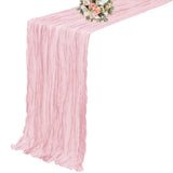 90 x 300cm Easter Cheesecloth Table Runner Boho Rustic Table Runner for Wedding Party Home Decor Pink