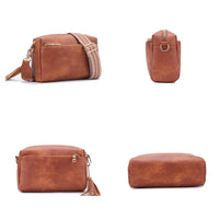 Crossbody Purse for Women Zipper Cell Phone Handbag with Adjustable Guitar Strap Brown
