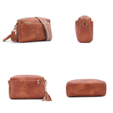 Crossbody Purse for Women Zipper Cell Phone Handbag with Adjustable Guitar Strap Brown