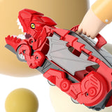 7Pcs Set Dinosaur Truck Toys Foldable Transport Track with 6 Pull Back Cars for Kids Christmas Birthday Red