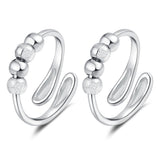 2Pcs Open Spinner Rings Rotating Adjustable Open Bands for Women Silver