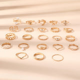 23Pcs Stackable Rings Knuckle Ring Set Stackable Rings for Women Gold