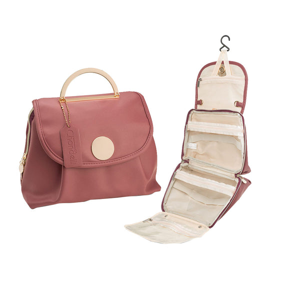 Women Travel Toiletry Bag with Hanging Hook Travel Sling Bag Red