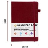 Password Book with A-Z Alphabet Tabs and Elastic Closure Red
