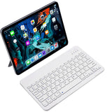 10-inch Ultra-Slim Bluetooth Keyboard Portable Mini Wireless Keyboard Rechargeable for iOS Android Windows Tablet Smartphone White