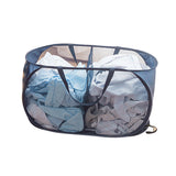 Popup Mesh Laundry Basket with 2 Compartments Folding Laundry Hamper Navy