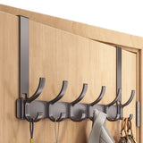 Over the Door Hooks with 6 Hooks Sturdy Door Hanger Organizer Gray