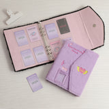 A5 Fluffy Embroidered 6-Ring Snap Closure Photo Album with 4-Pocket Pages Purple