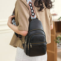 Women Sling Bag PU Leather Crossbody Bag Shoulder Bag Black