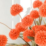 5 PCS Stem Cloth Dandelion Ball Artificial Flowers with Bendable Stems Orange