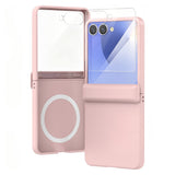 Case and Screen Protector Compatible With Samsung Galaxy Z Flip 8 with Hinge Cover Pink