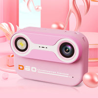 Dual-Lens Kids Underwater 10X Zoom Digital Camera Waterproof Action Camera with 32GB TF Card Pink
