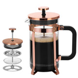French Press Coffee Maker Borosilicate Glass & Stainless Steel Cold Brew Gold