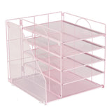Five Layer Desk File Organizer for Paper and Mail Sorting Pink