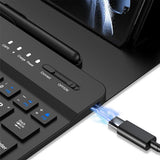 Bluetooth Keyboard Leather Case with Wireless Mouse & Stylus for Samsung Galaxy Z Fold 7/6/5 Red