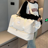 2Pcs Travel Weekender Bags Duffle Bag for Women with Shoe Compartment White