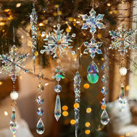 18PCS Hanging Acrylic Snowflake & Icicle Ornaments for Christmas Tree Decor Mixed Color