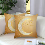 4Pcs 45 x 45cm Throw Pillow Covers Moon and Stars Linen Zipper Cushion Case for Couch Sofa Decor