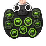 Roll Up Electronic Drum Kit Portable with Bluetooth and Dual Speakers Green