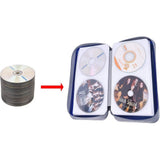96-Disc CD Case Portable CD DVD Storage Holder with Zipper Disc Carrying Organizer Blue