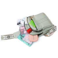 Women Sling Backpack Anti Theft Crossbody Bags with Adjustable Strap 5 Compartments Light Green
