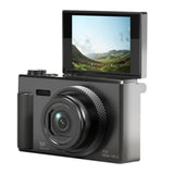 5K Digital Camera with 180-Degree Flip Screen Vlogging Camera with 64GB Card for Beginners Black