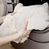Sofa Throw Blanket with Tassel Edges Vintage Couch Cover for Sofas Chairs Beige