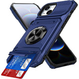 Wallet Card Slot Shockproof Protective Case Compatible With iPhone 17 and 18 Series Blue