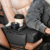 Car Armrest Cushion Organizer with Cup Holder Multi-Functional Center Console Pad Black