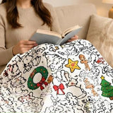 Christmas Coloring Blanket for Adults DIY Black White Line Art Style 2