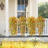 2Pcs Artificial Flowers for Outdoors Decorations Summer Fake Hanging Floral Decoration Orange-Yellow