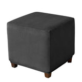 Silver Fox Velvet Footstool Cover High Stretch Square Machine Washable Gray