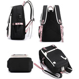 Girls Backpack for Middle School Students with USB Charging Port Pink