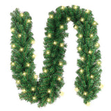 2.7M Christmas Garland with LED Lights Artificial Wreath Stairs Rattan Xmas Decoration